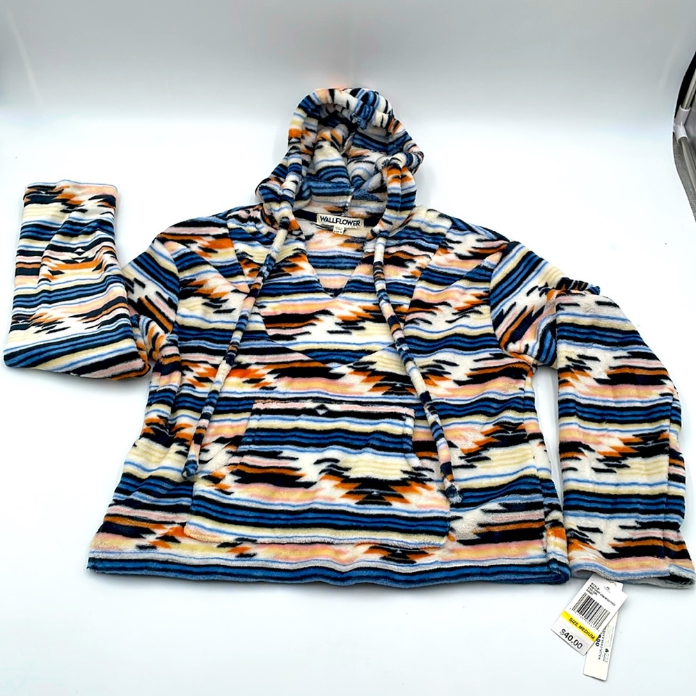 Wallflower Cropped Fleece Pullover Hoodie Jacket Coat‎ Southwestern Sunset - M